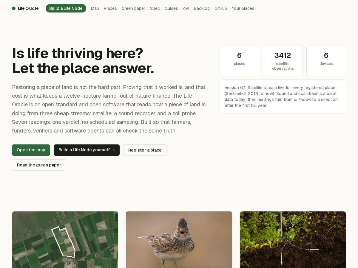 Landing-page snapshot of lifeoracle.org