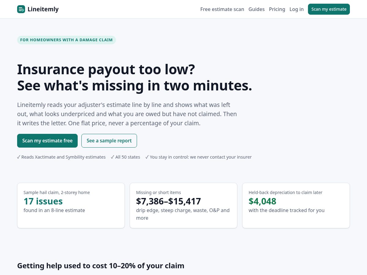 Landing-page snapshot of lineitemly.com