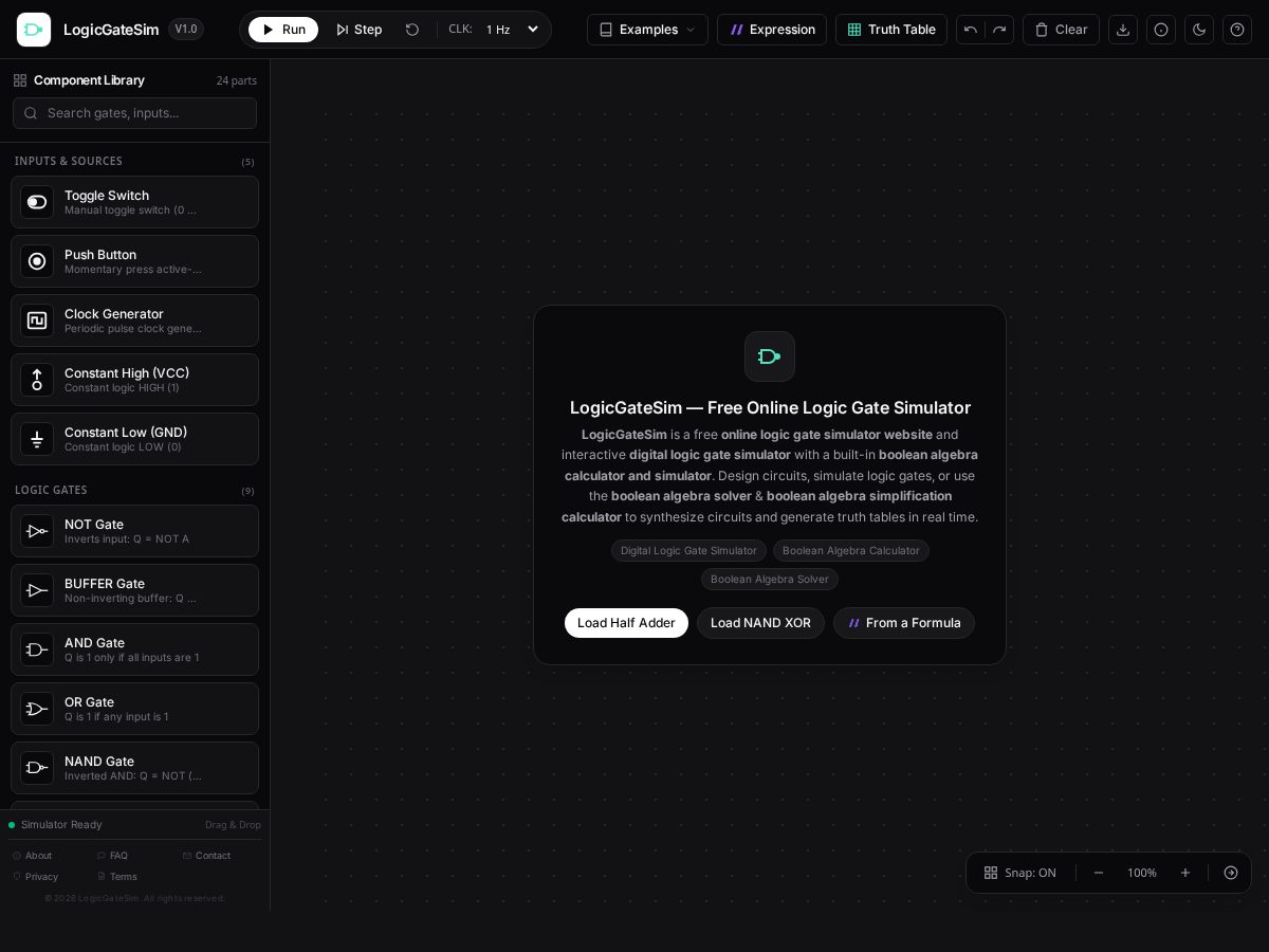 Landing-page snapshot of logicgatesim.com