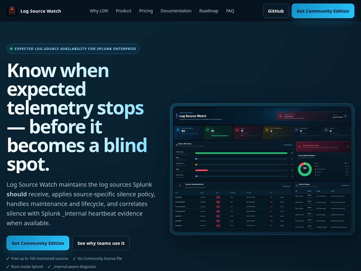 Landing-page snapshot of logsourcewatch.com