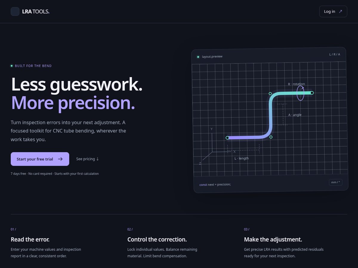 Landing-page snapshot of lratools.com