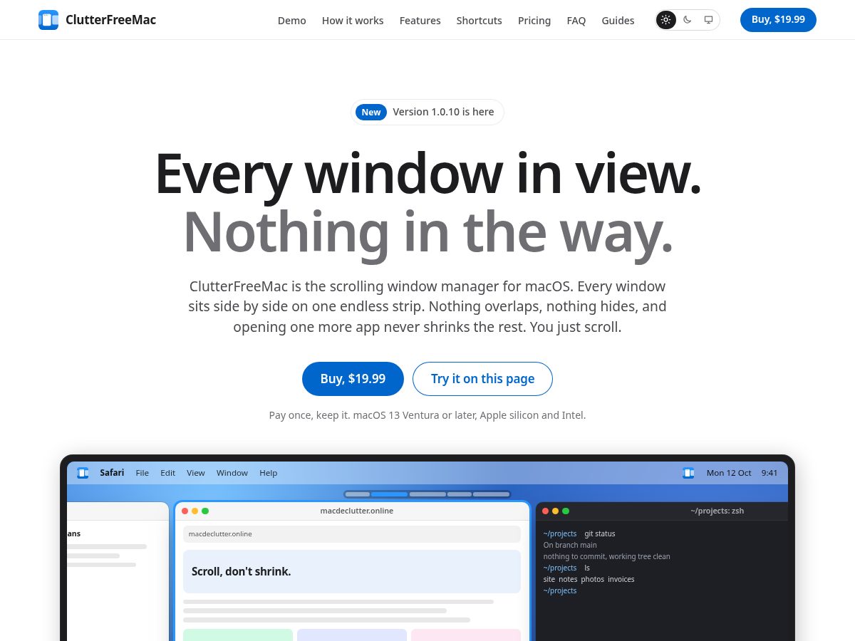 Landing-page snapshot of macdeclutter.online