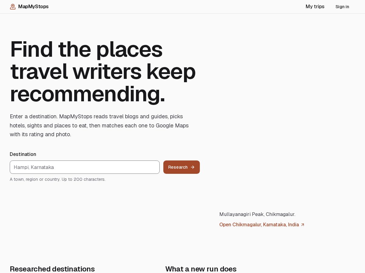 Landing-page snapshot of mapmystops.com