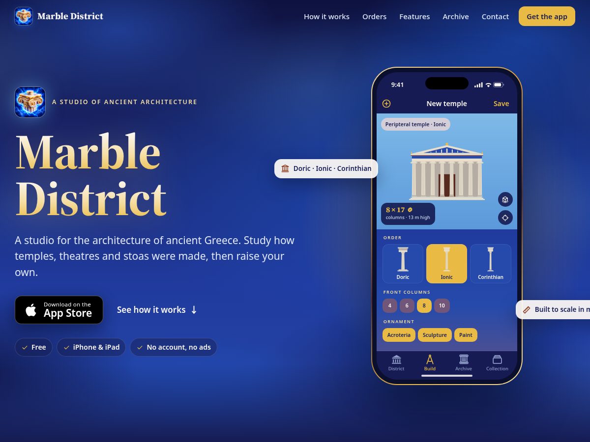 Landing-page snapshot of marbledistrict.click
