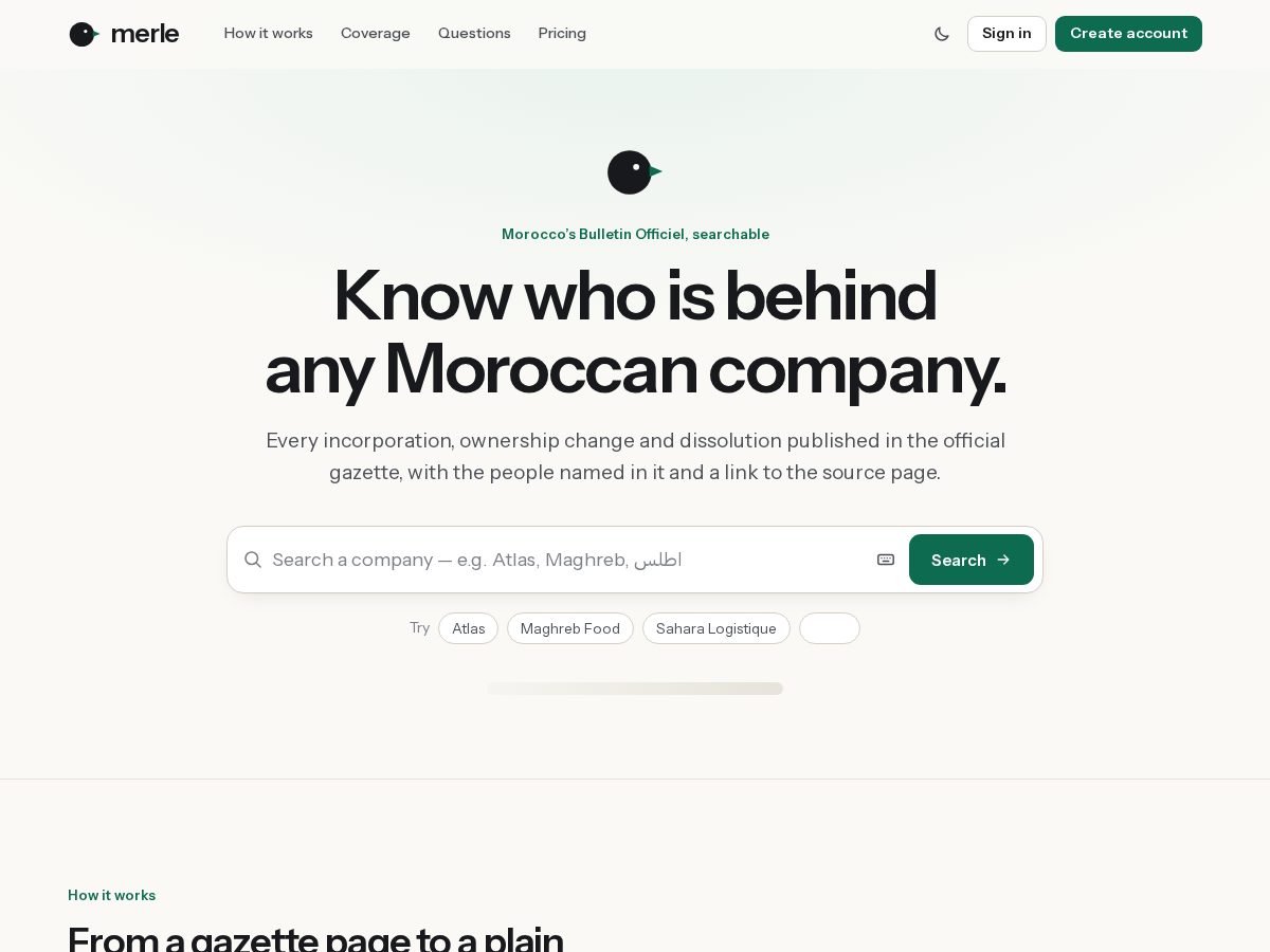 Landing-page snapshot of merledata.com