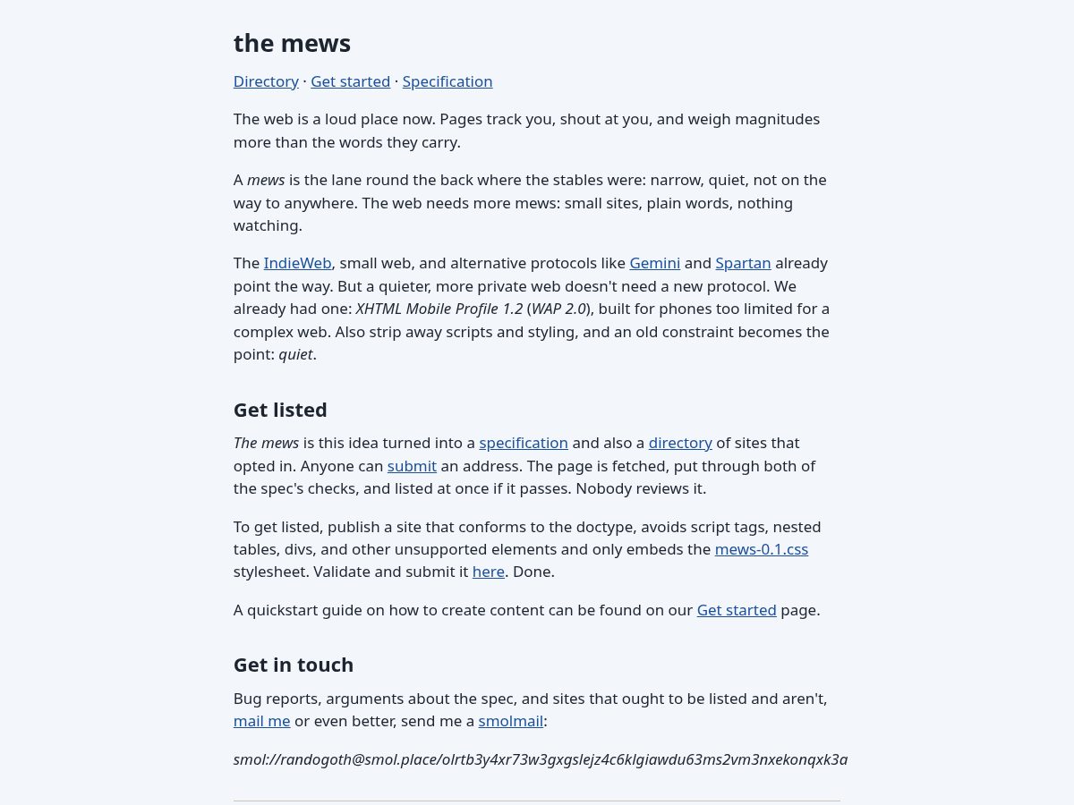 Landing-page snapshot of mews.page