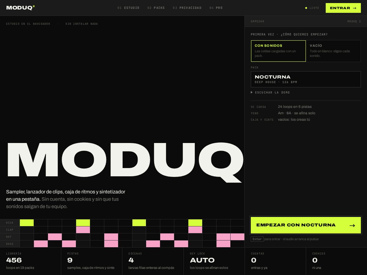 Landing-page snapshot of moduqlive.com