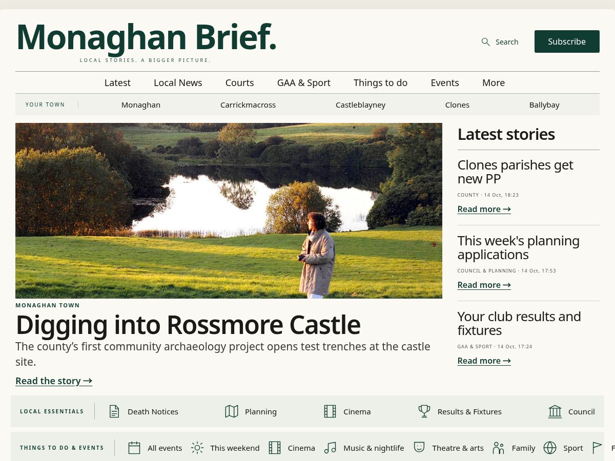 Landing-page snapshot of monaghanbrief.com
