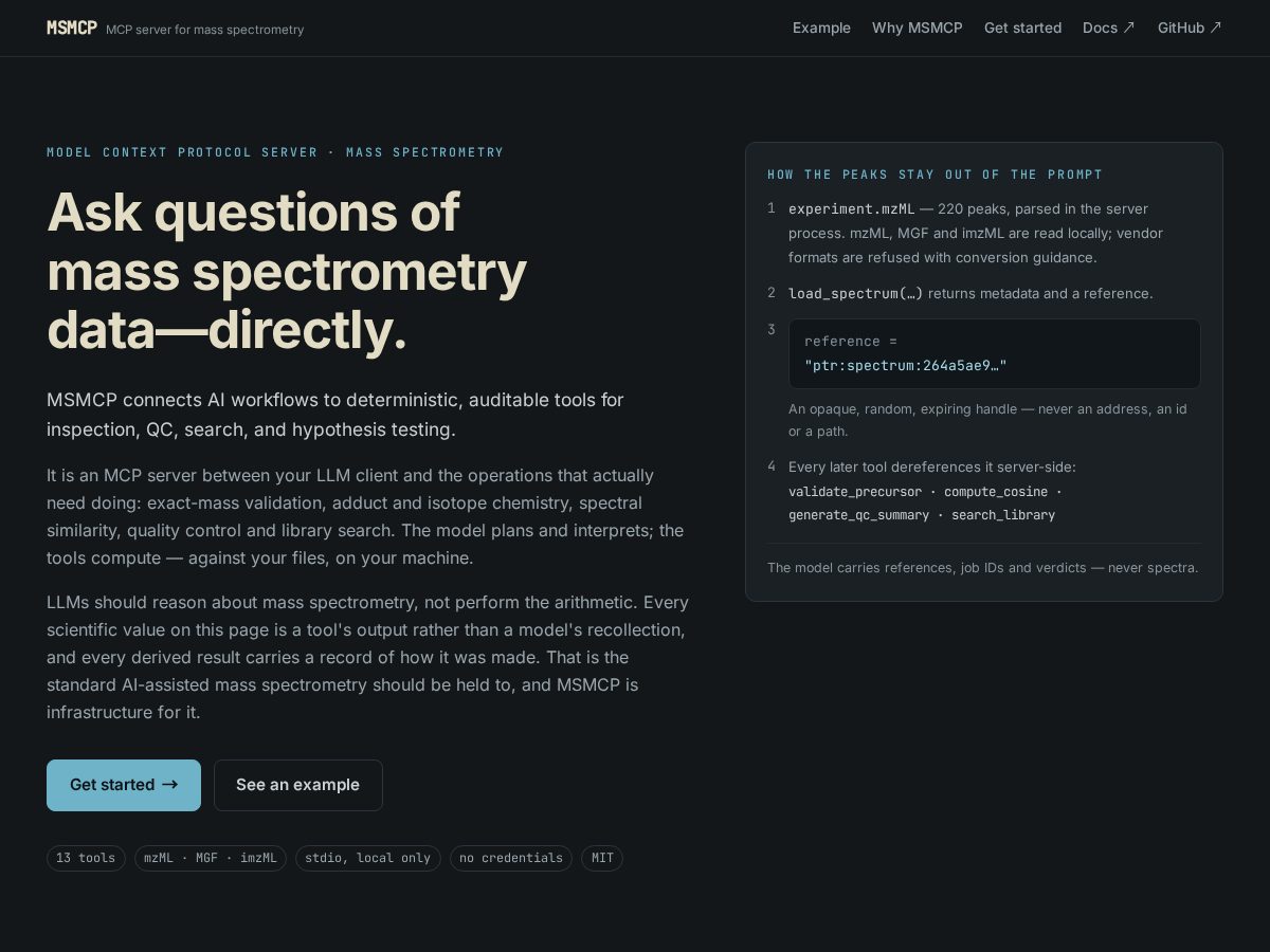 Landing-page snapshot of msmcp.dev