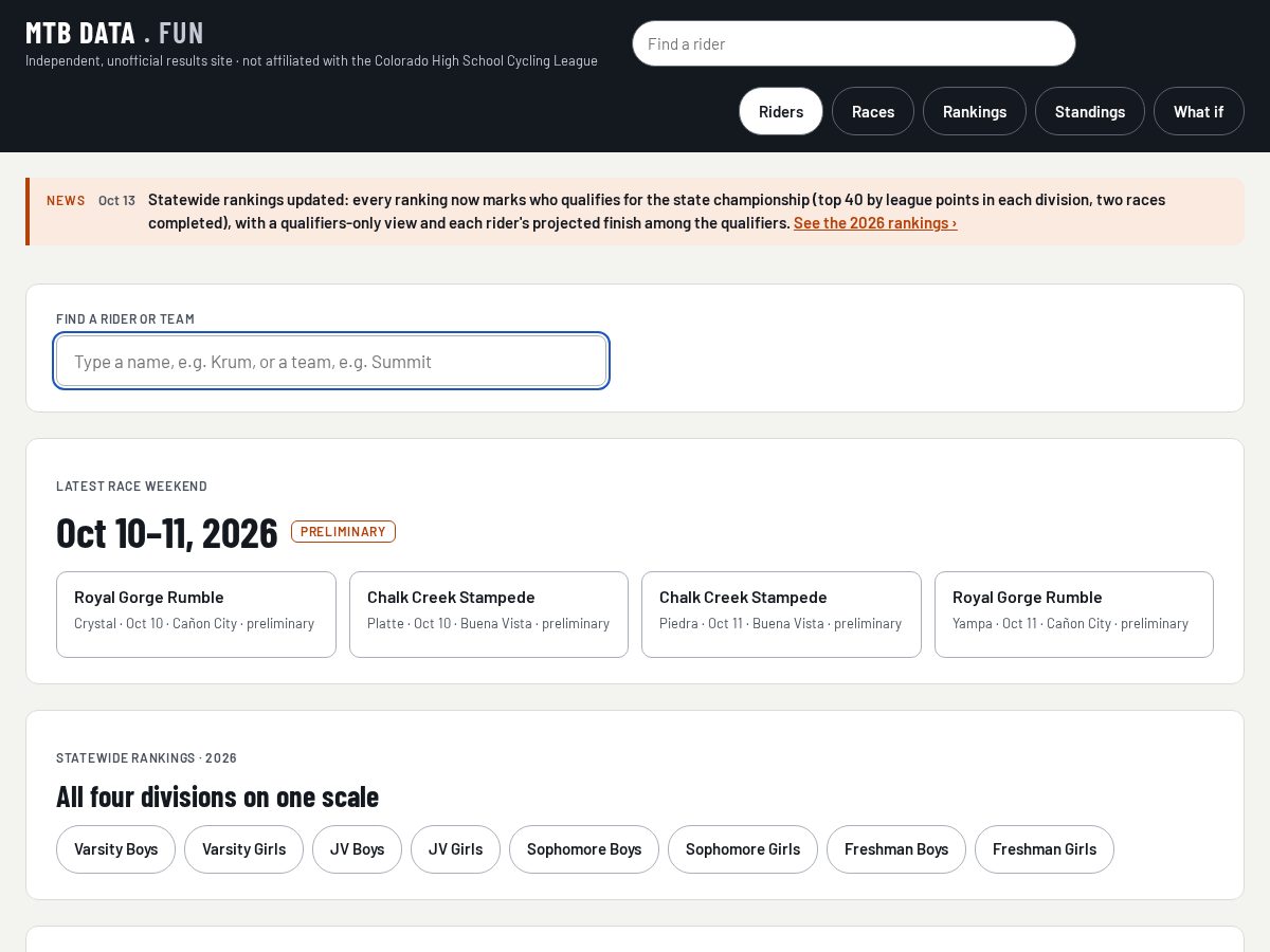 Landing-page snapshot of mtbdata.fun