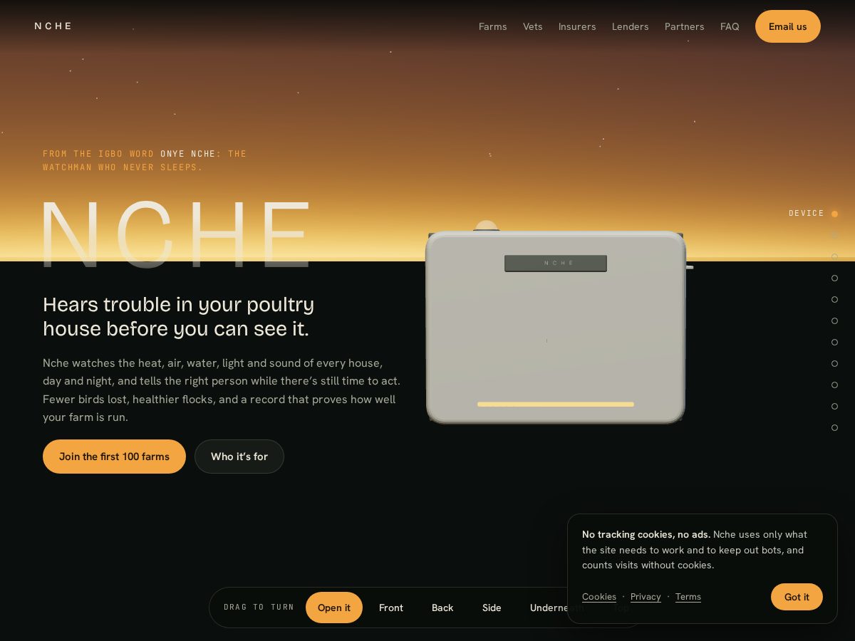 Landing-page snapshot of nche.app