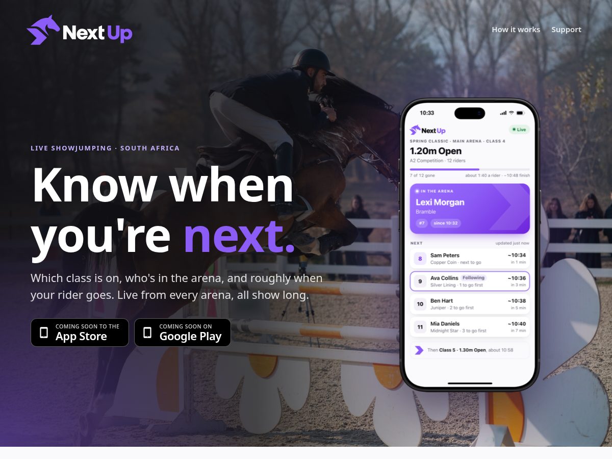 Landing-page snapshot of nextup.horse