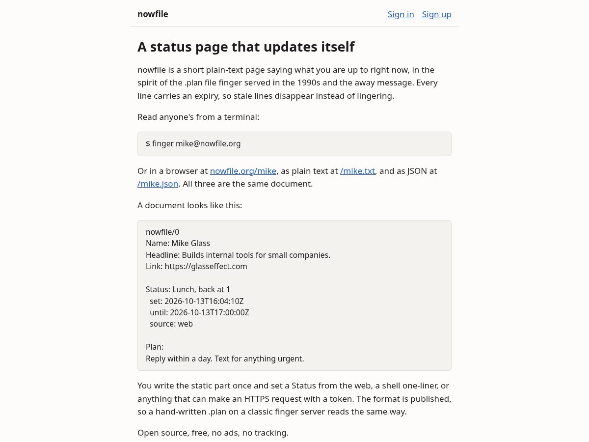 Landing-page snapshot of nowfile.org