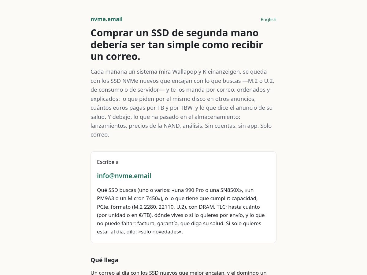 Landing-page snapshot of nvme.email