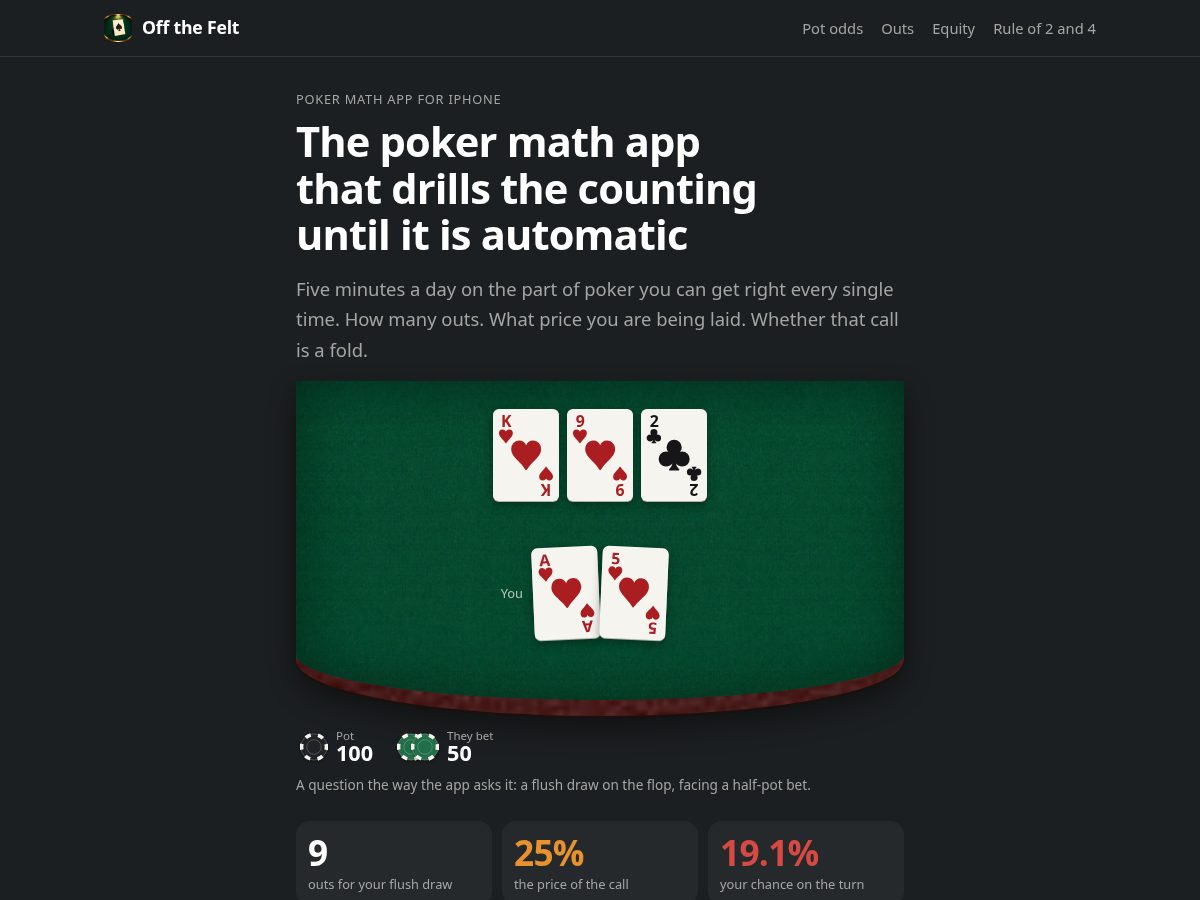 Landing-page snapshot of offthefelt.poker