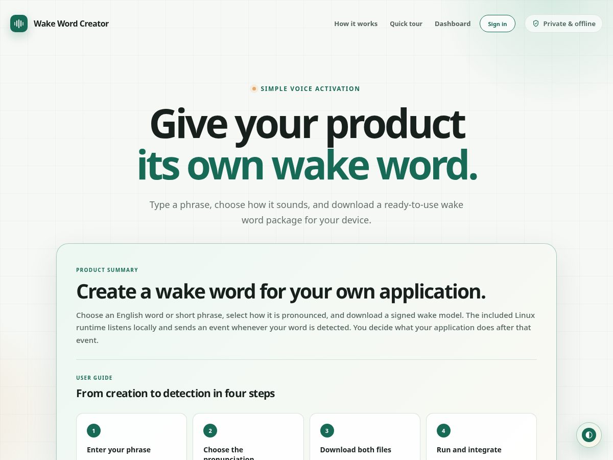 Landing-page snapshot of offwakeword.com