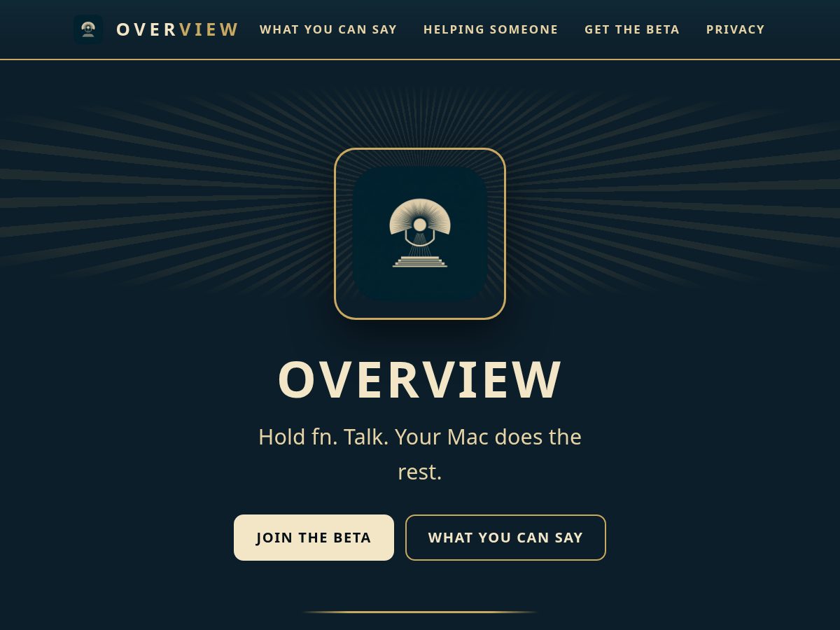 Landing-page snapshot of overview.vision