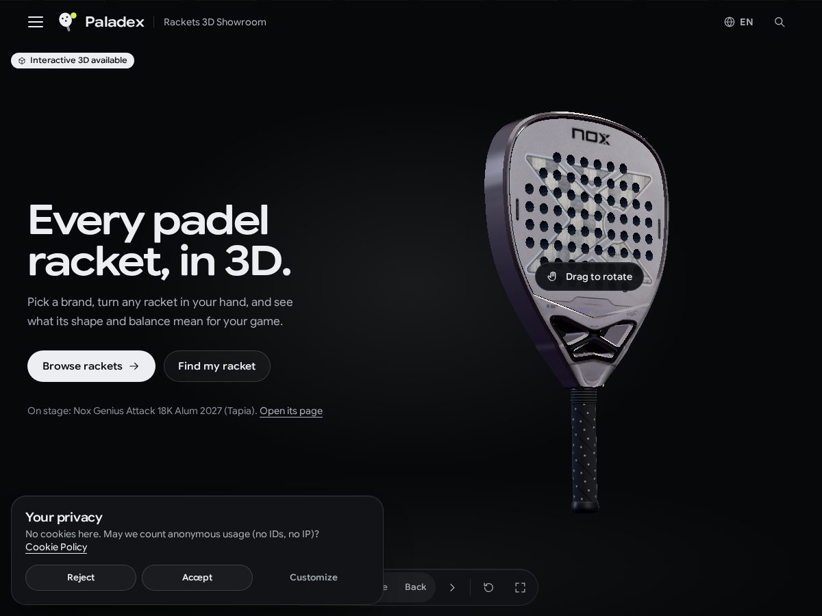 Landing-page snapshot of paladex.app