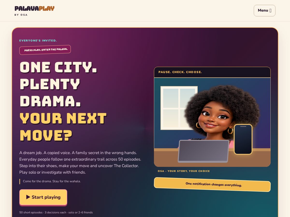 Landing-page snapshot of palavaplay.com