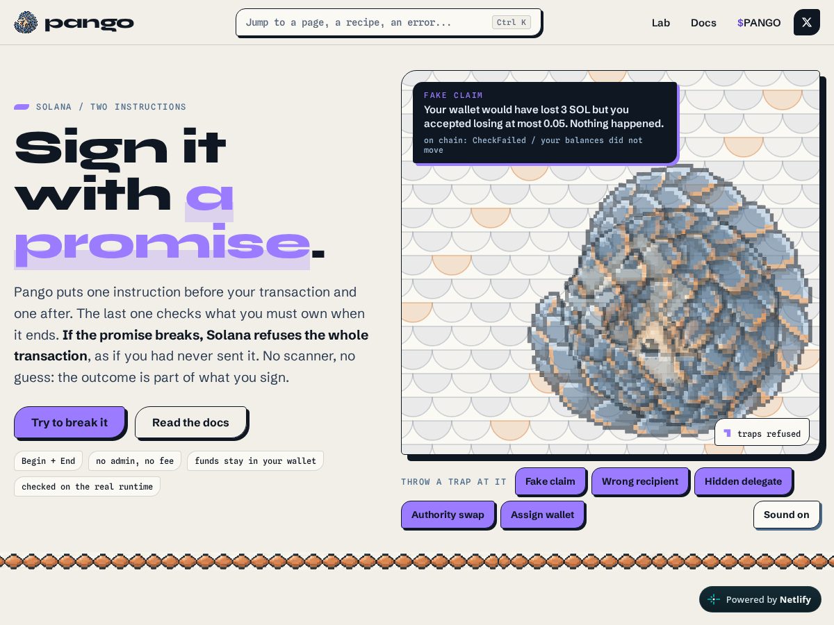 Landing-page snapshot of pangoprotocol.online