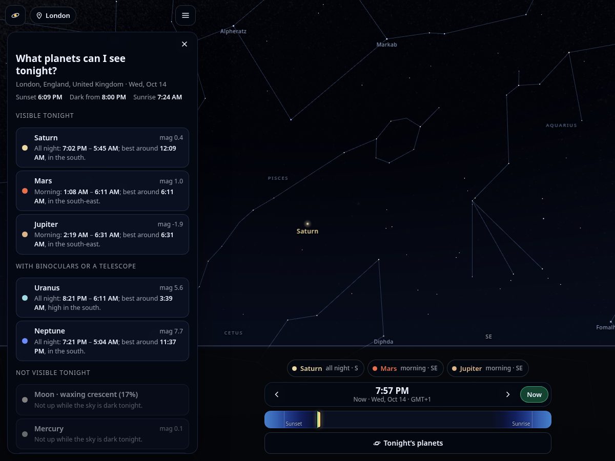 Landing-page snapshot of planetarysky.com