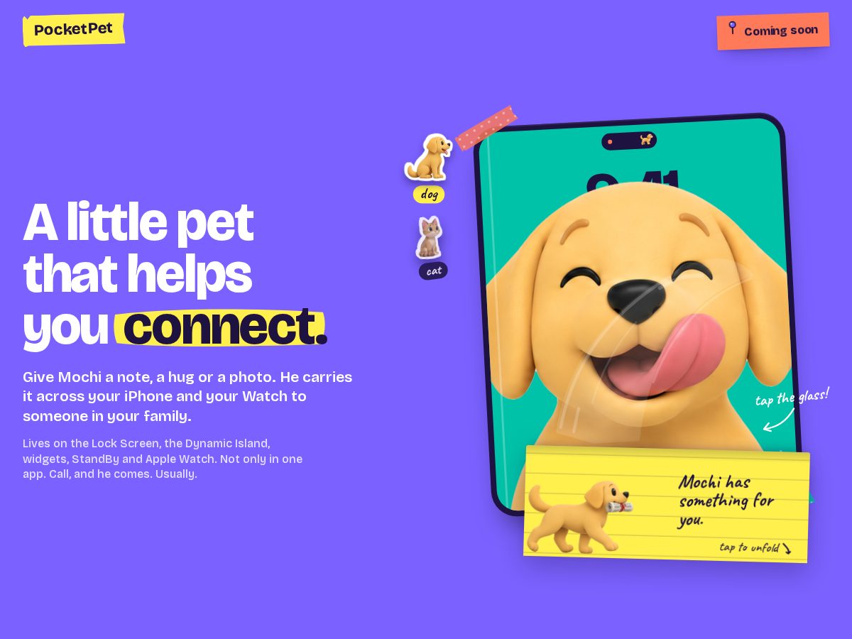 Landing-page snapshot of pocketpet.family