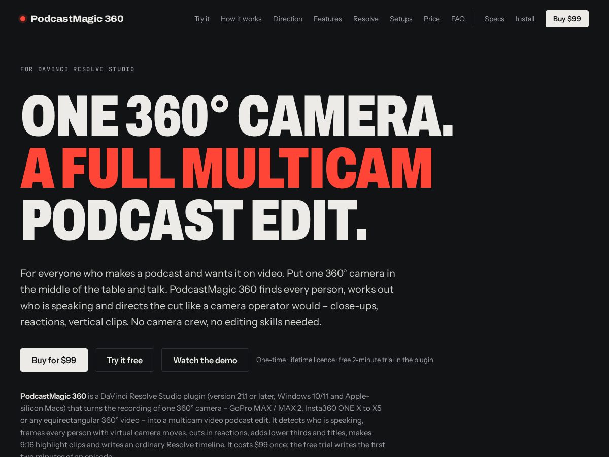 Landing-page snapshot of podcastmagic360.com