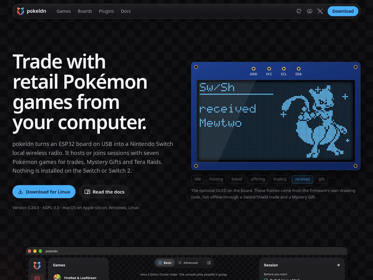 Landing-page snapshot of pokeldn.app