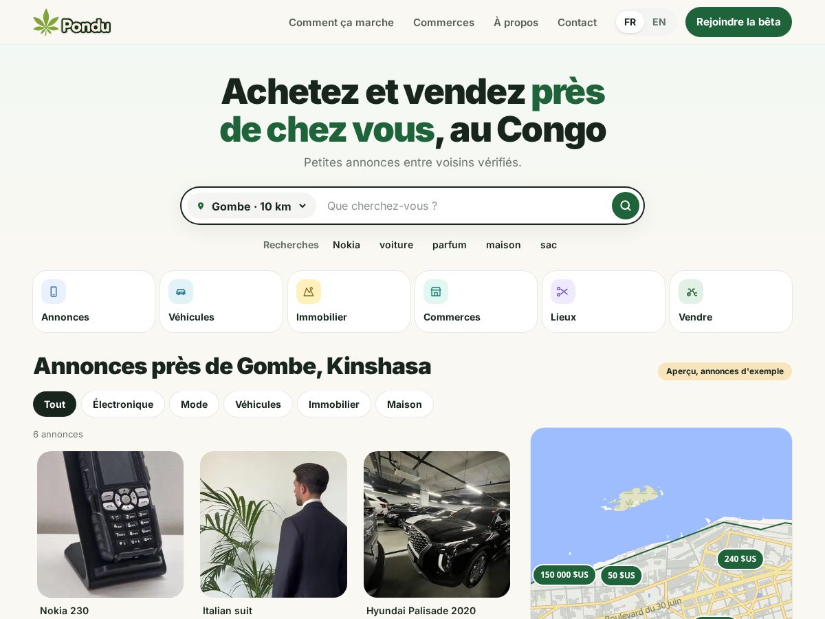 Landing-page snapshot of pondumarket.com