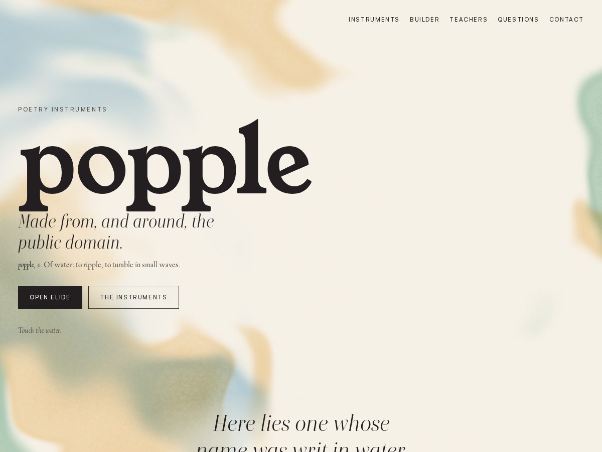 Landing-page snapshot of popplepoetry.com