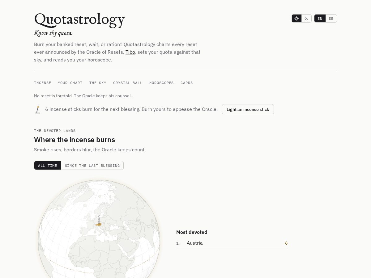 Landing-page snapshot of quotastrology.com