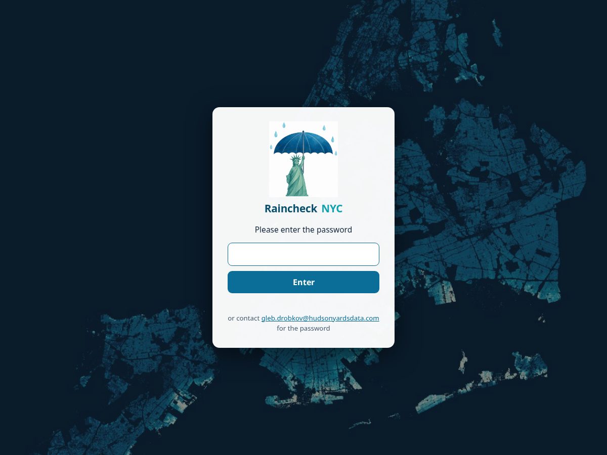 Landing-page snapshot of raincheck.nyc