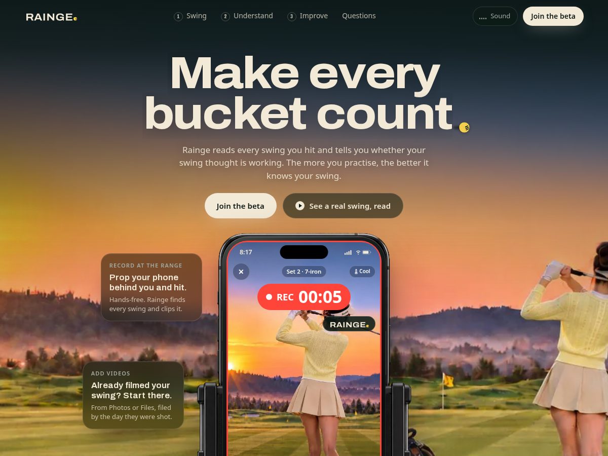 Landing-page snapshot of rainge.app