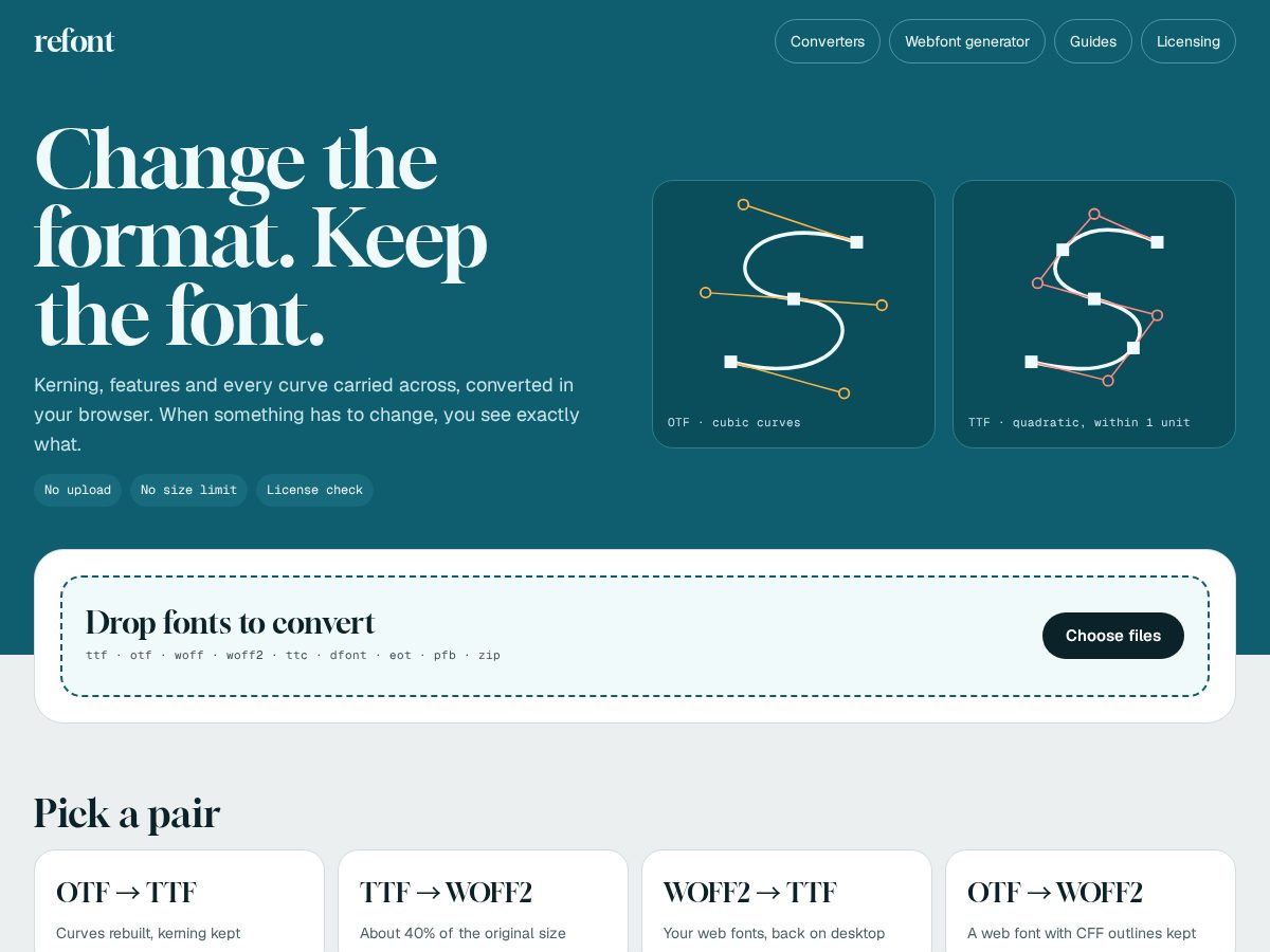 Landing-page snapshot of refont.app