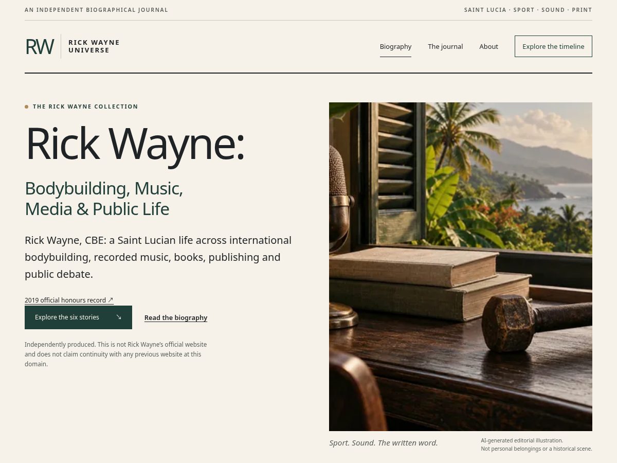 Landing-page snapshot of rickwayneuniverse.com