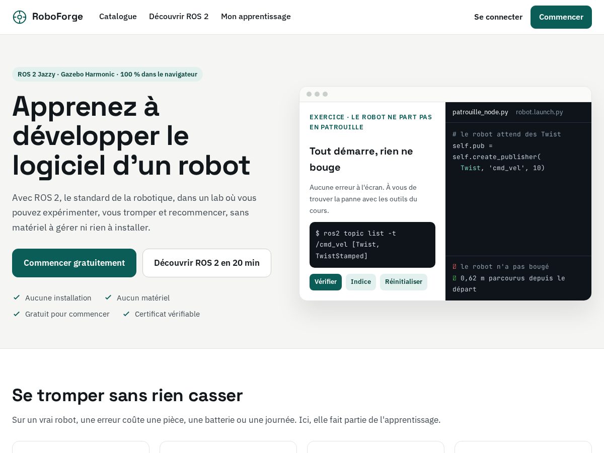 Landing-page snapshot of robotforge.cloud