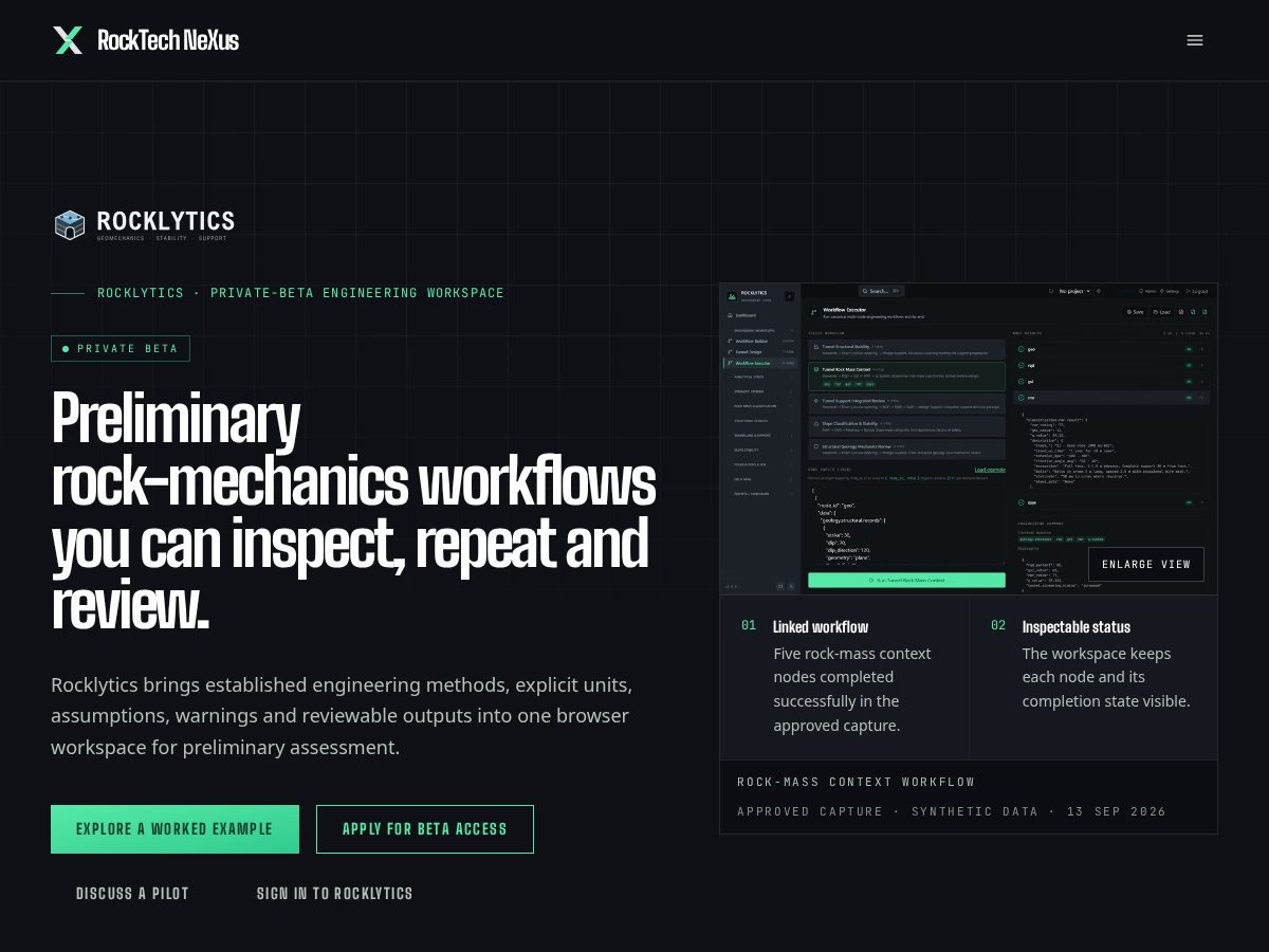 Landing-page snapshot of rocktechnexus.com
