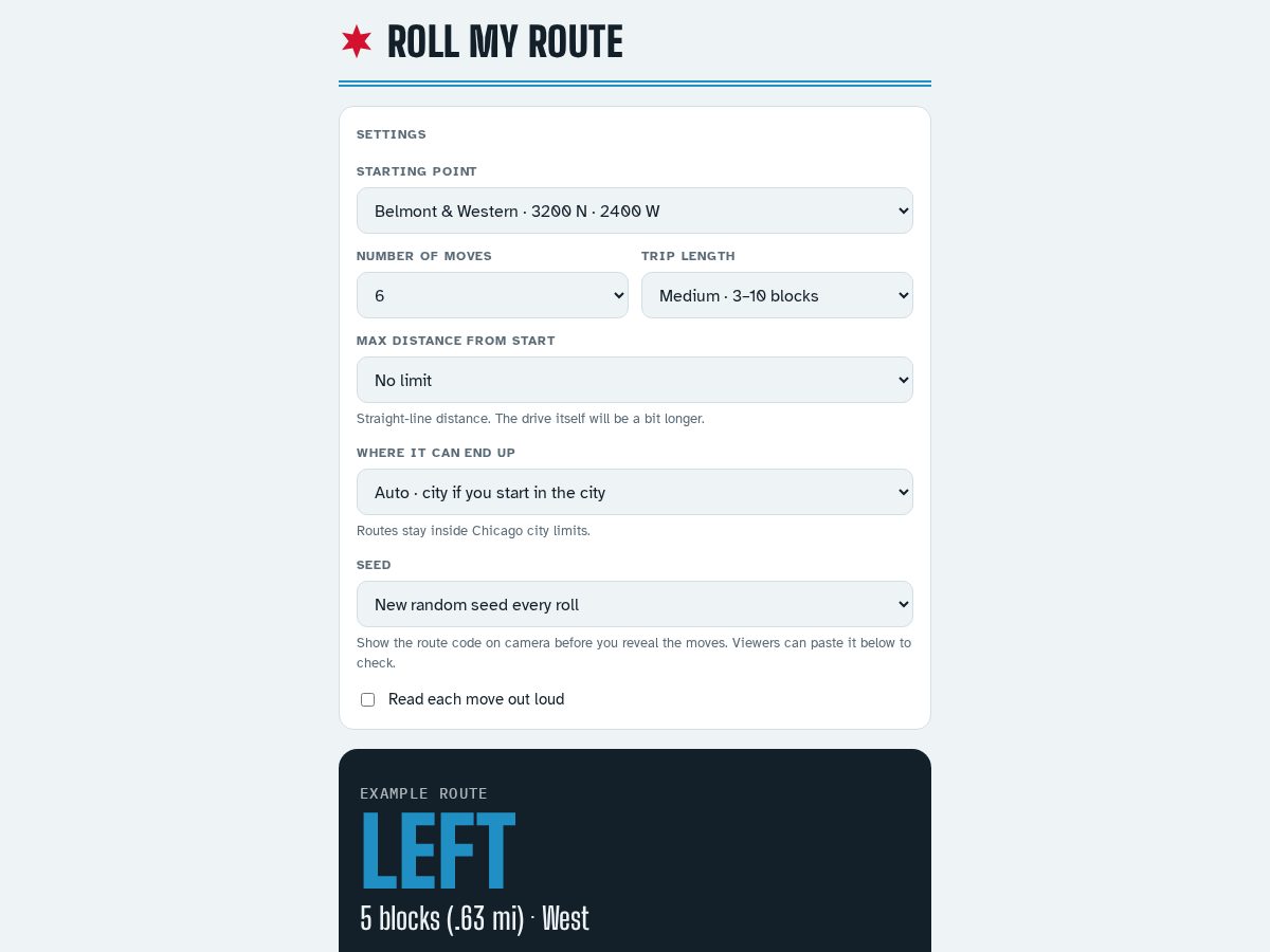 Landing-page snapshot of rollmyroute.app