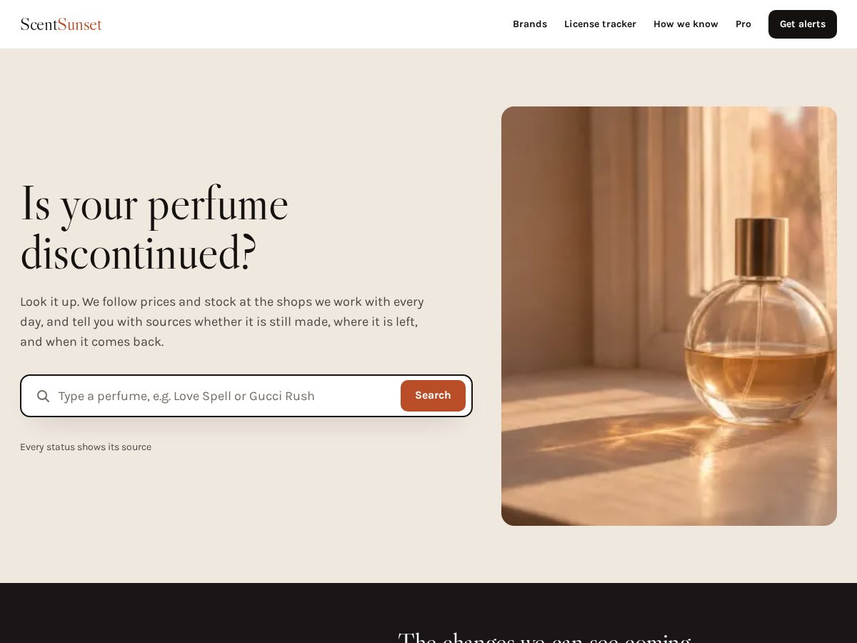 Landing-page snapshot of scentsunset.com