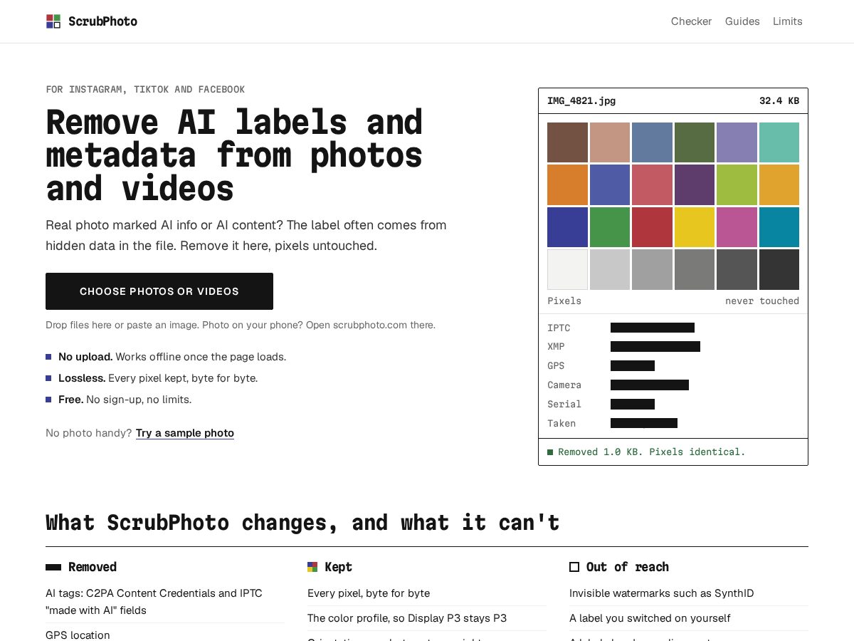 Landing-page snapshot of scrubphoto.com