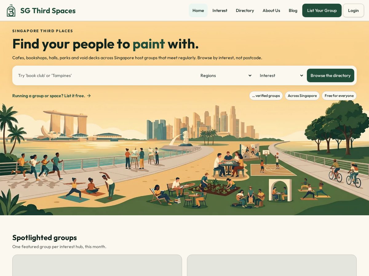Landing-page snapshot of sgthirdspaces.app