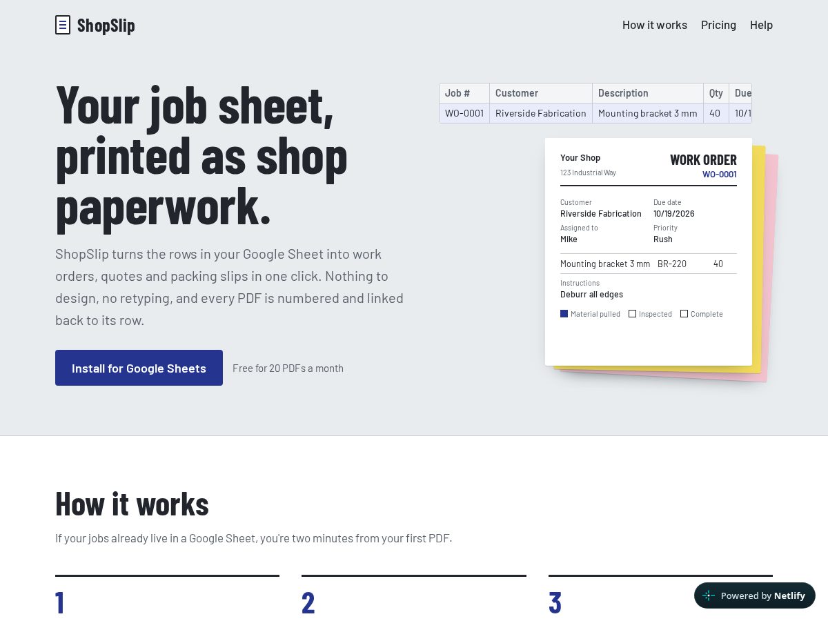 Landing-page snapshot of shopslip.app