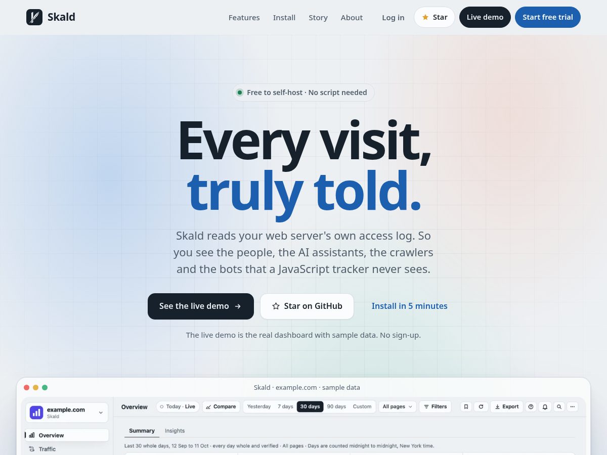 Landing-page snapshot of skaldanalytics.com