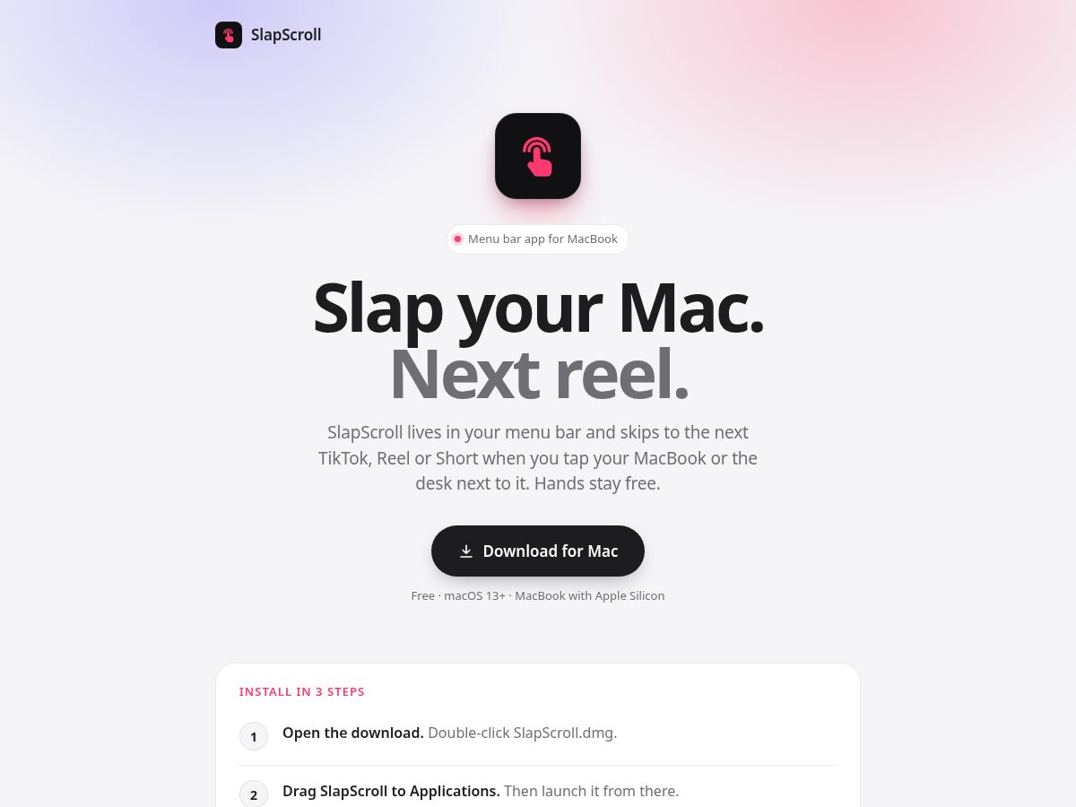 Landing-page snapshot of slapscroll.fun