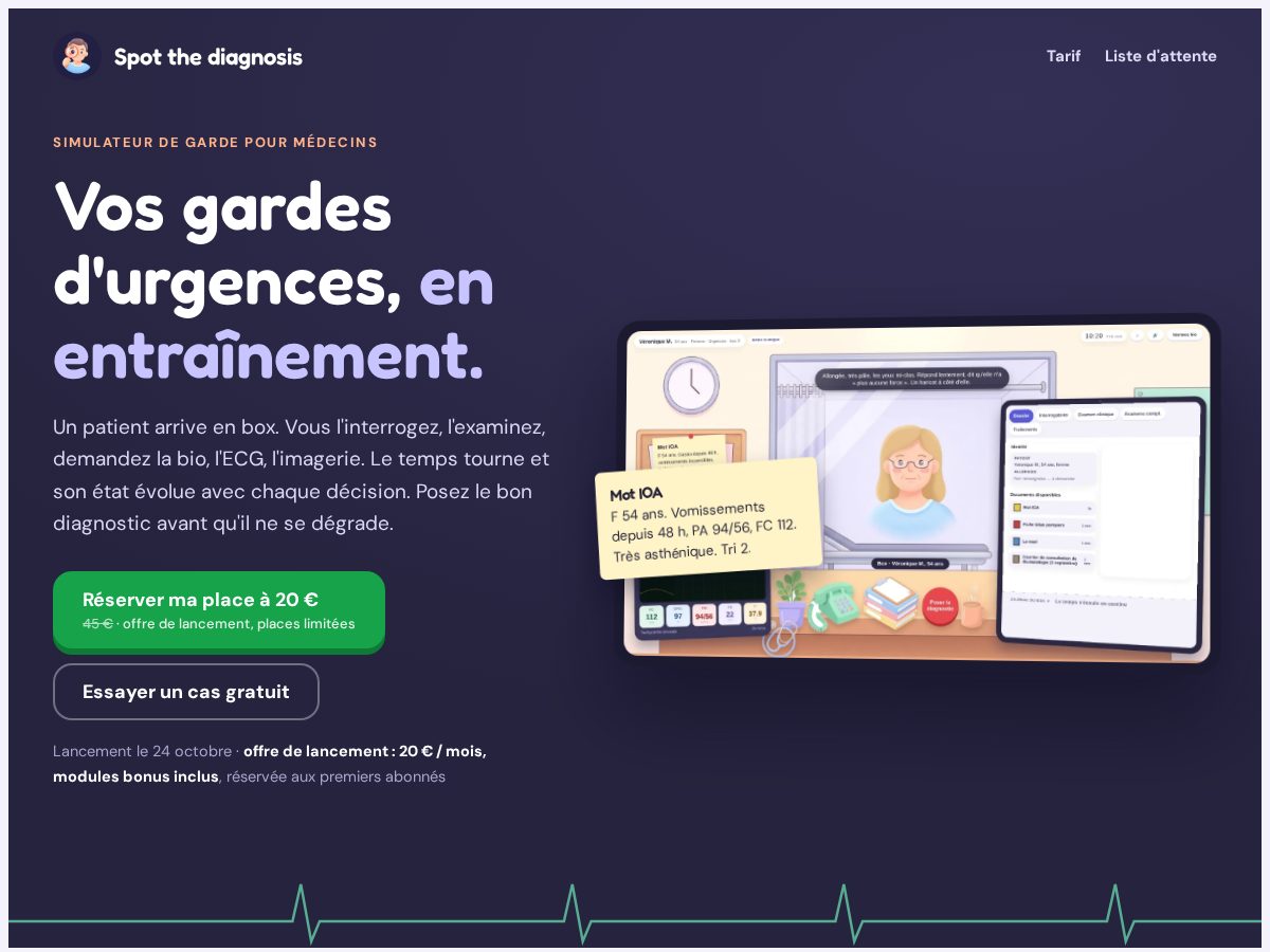 Landing-page snapshot of spotthediagnosis.com
