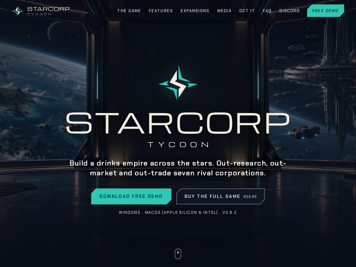 Landing-page snapshot of starcorptycoon.com