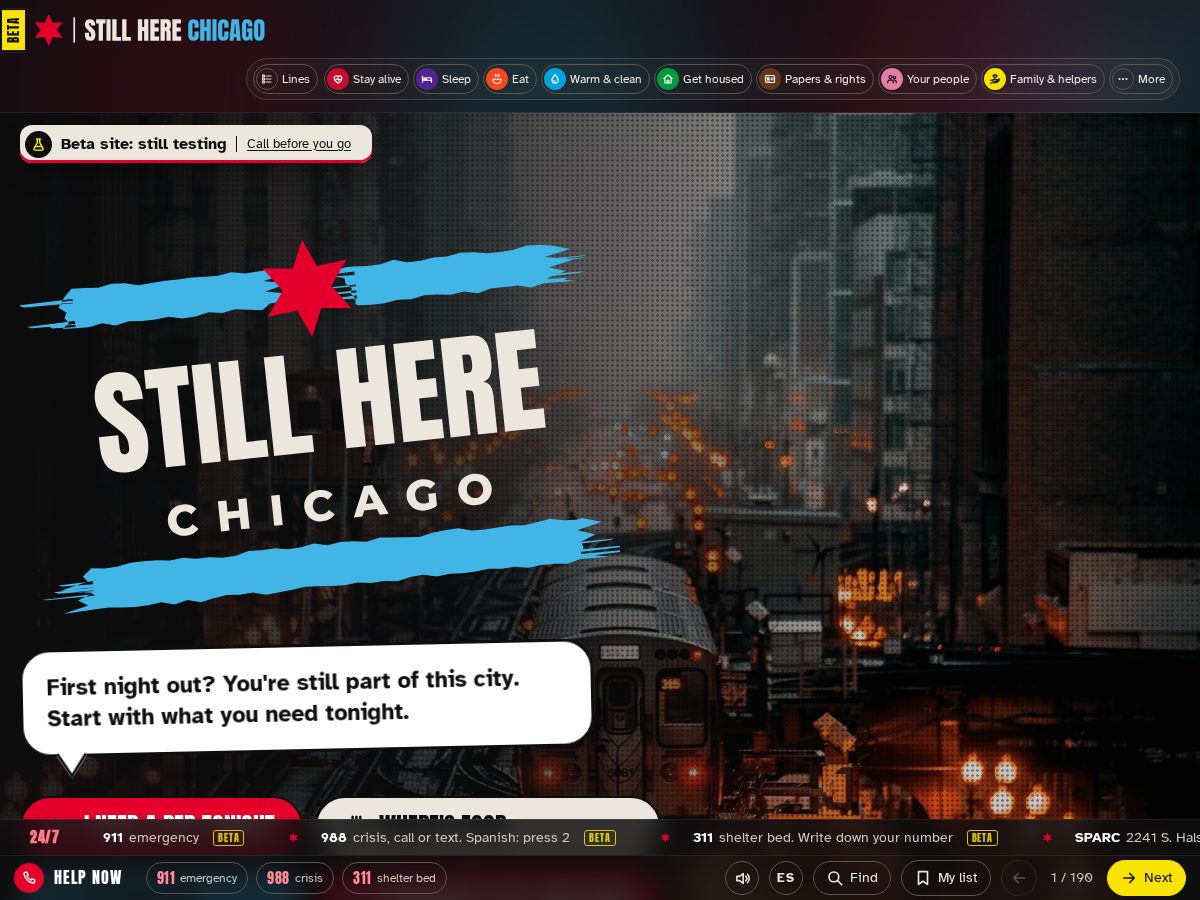 Landing-page snapshot of stillherechicago.org