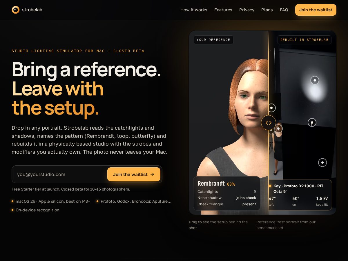 Landing-page snapshot of strobelab.app
