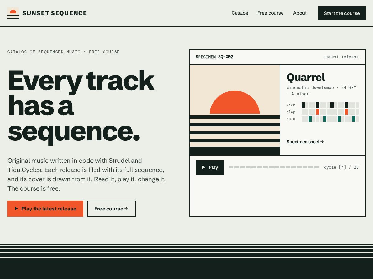 Landing-page snapshot of sunsetsequence.com