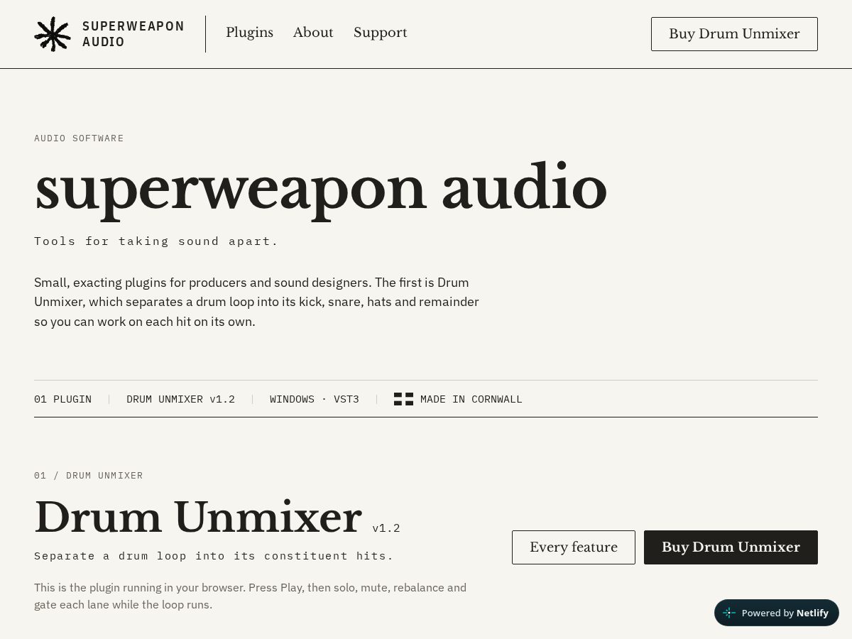 Landing-page snapshot of superweaponaudio.com